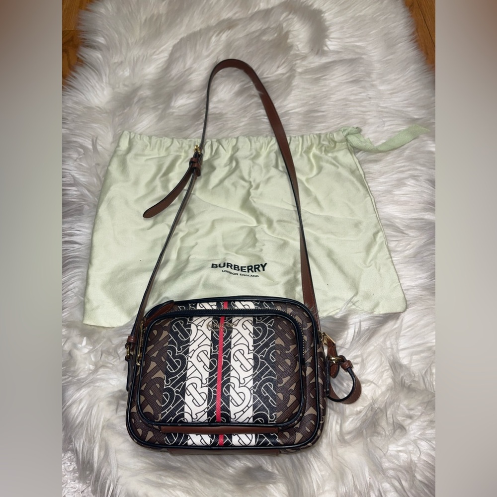 BURBERRY Monogram Stripe E-canvas Camera Bag - Picture 5 of 16